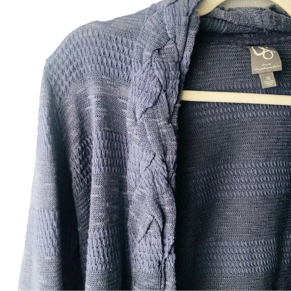 Anthropologie Braided Lapel Open Front Knit Cardigan Sweater Size XS Blue Casual - Picture 2 of 5
